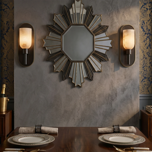 Alabaster Aurinde Wall Lamp - Dining Room Mirror Symmetry Lighting | HoaiLamp