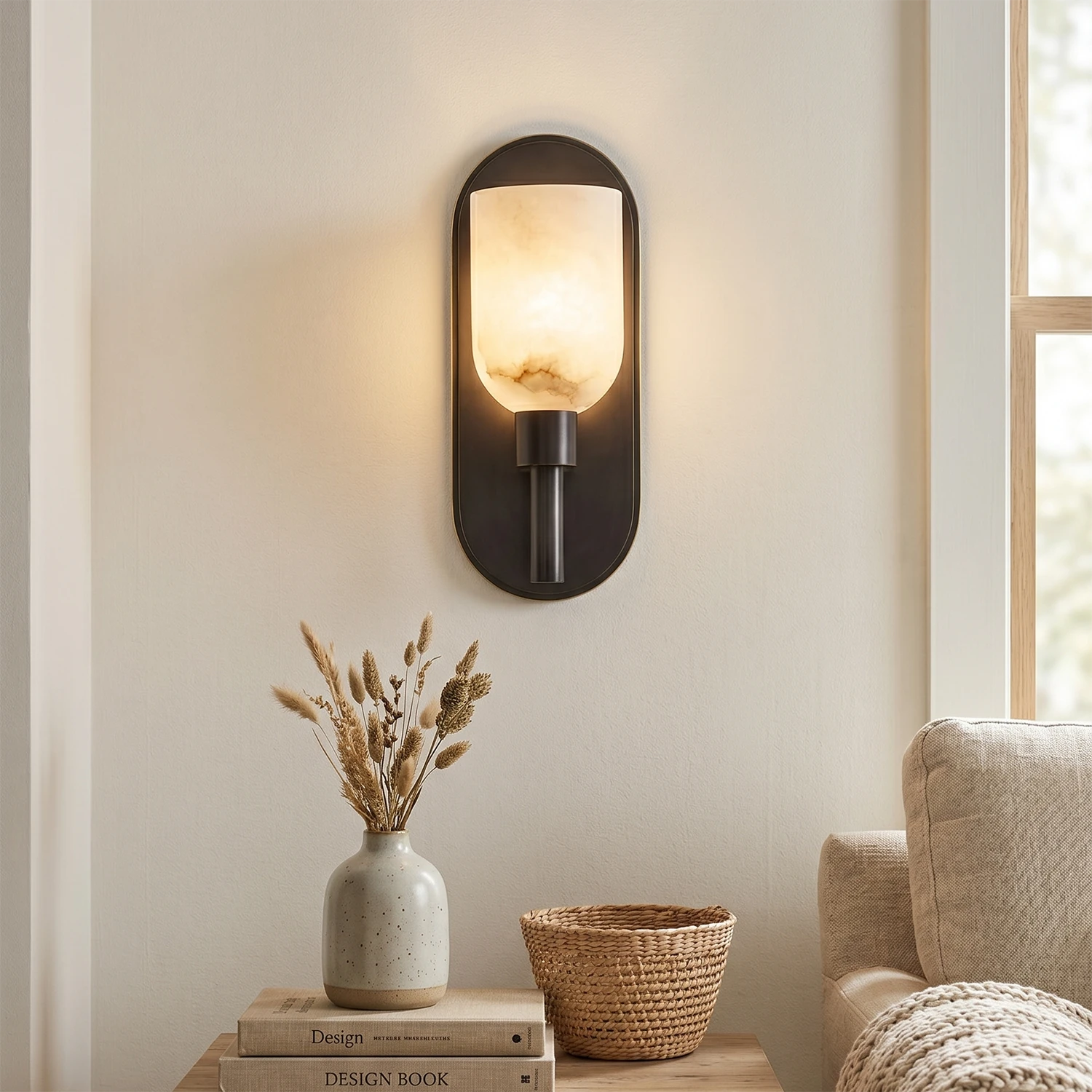 Alabaster Aurinde Wall Lamp - Matte Black Living Room Decor | HoaiLamp