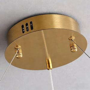 Alabaster Beaded Ring Chandelier - Macro Brushed Gold Round Ceiling Canopy Hardware | HoaiLamp