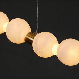 Alabaster Beaded Ring Chandelier - Close Up Gold Brass Hardware Spacer Cable Joint | HoaiLamp