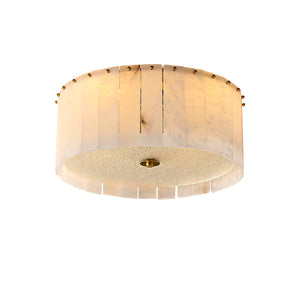 Alabaster Disc Flush Mount Ceiling Light - Studio Isolated Pure White Background Lighted Profile | HoaiLamp