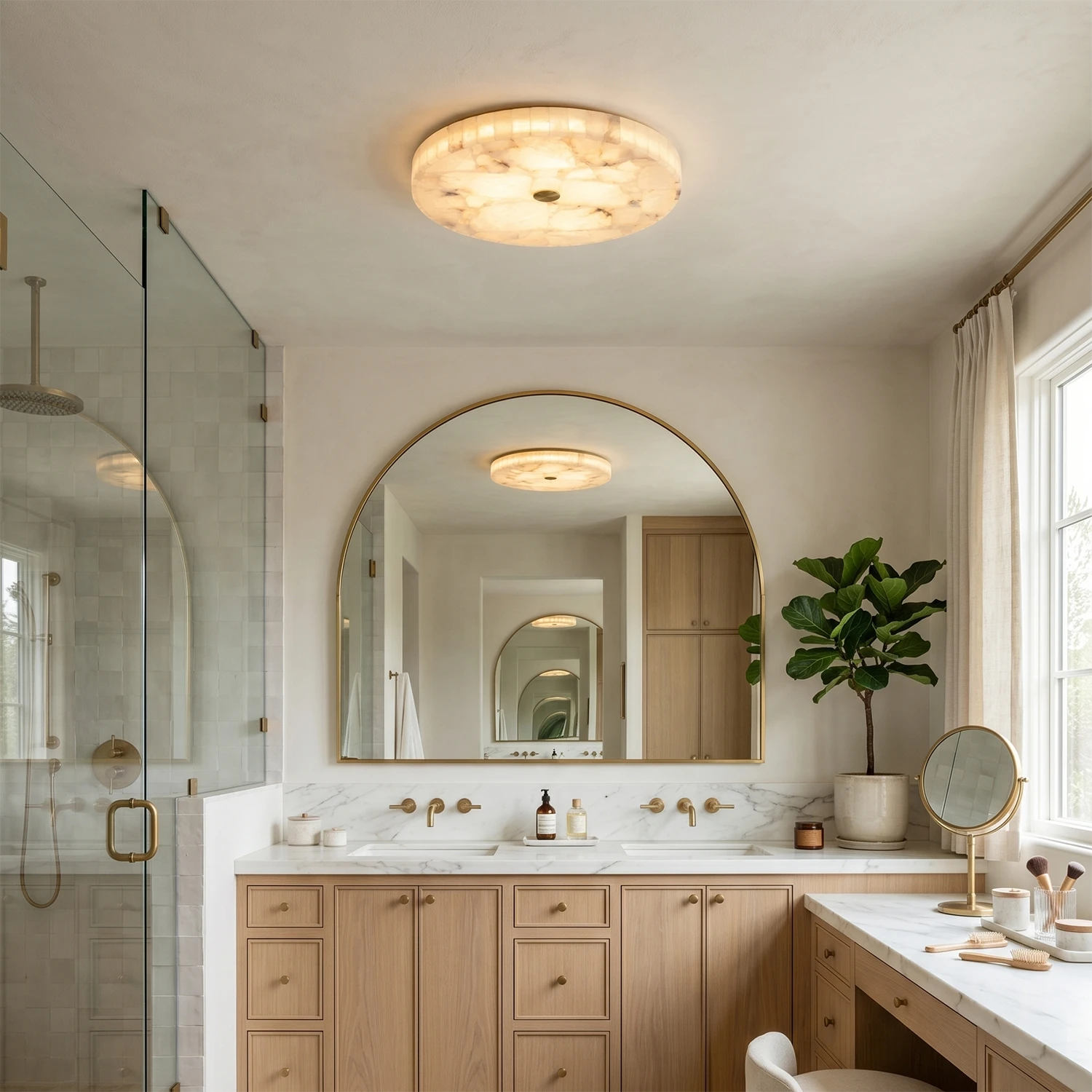 Alabaster Disk Ceiling Light - Bathroom Vanity