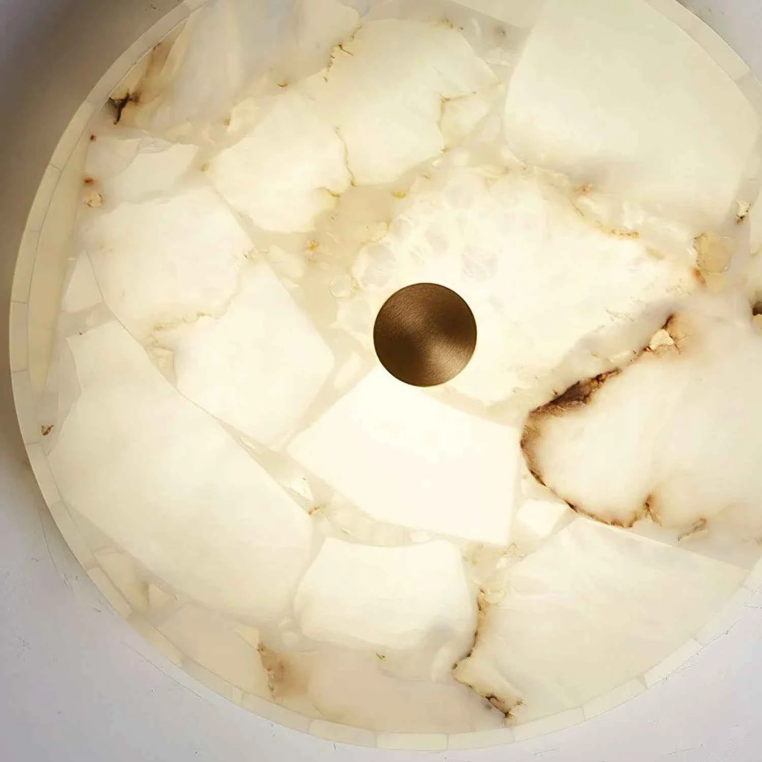 Alabaster Disk Ceiling Light - Stone Texture Detail (Off)
