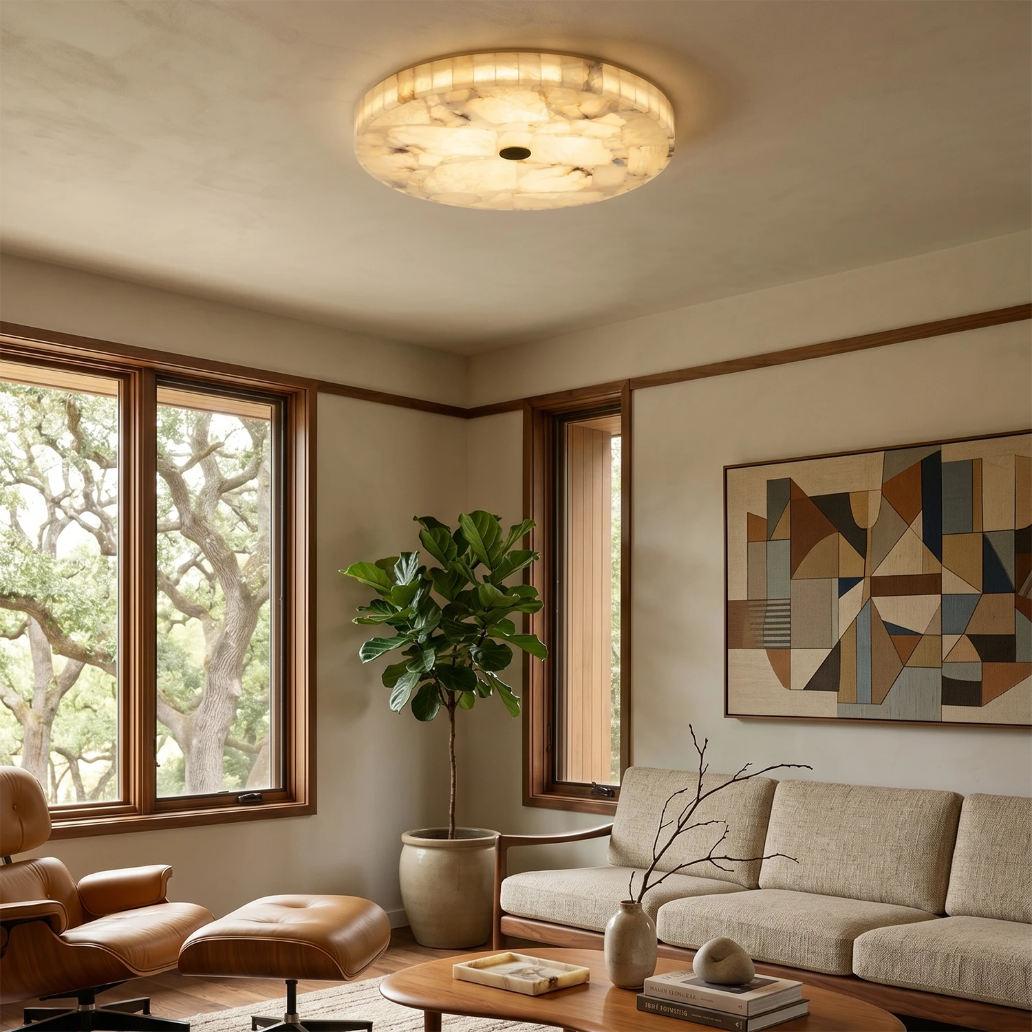Alabaster Disk Ceiling Light - Living Room Decor