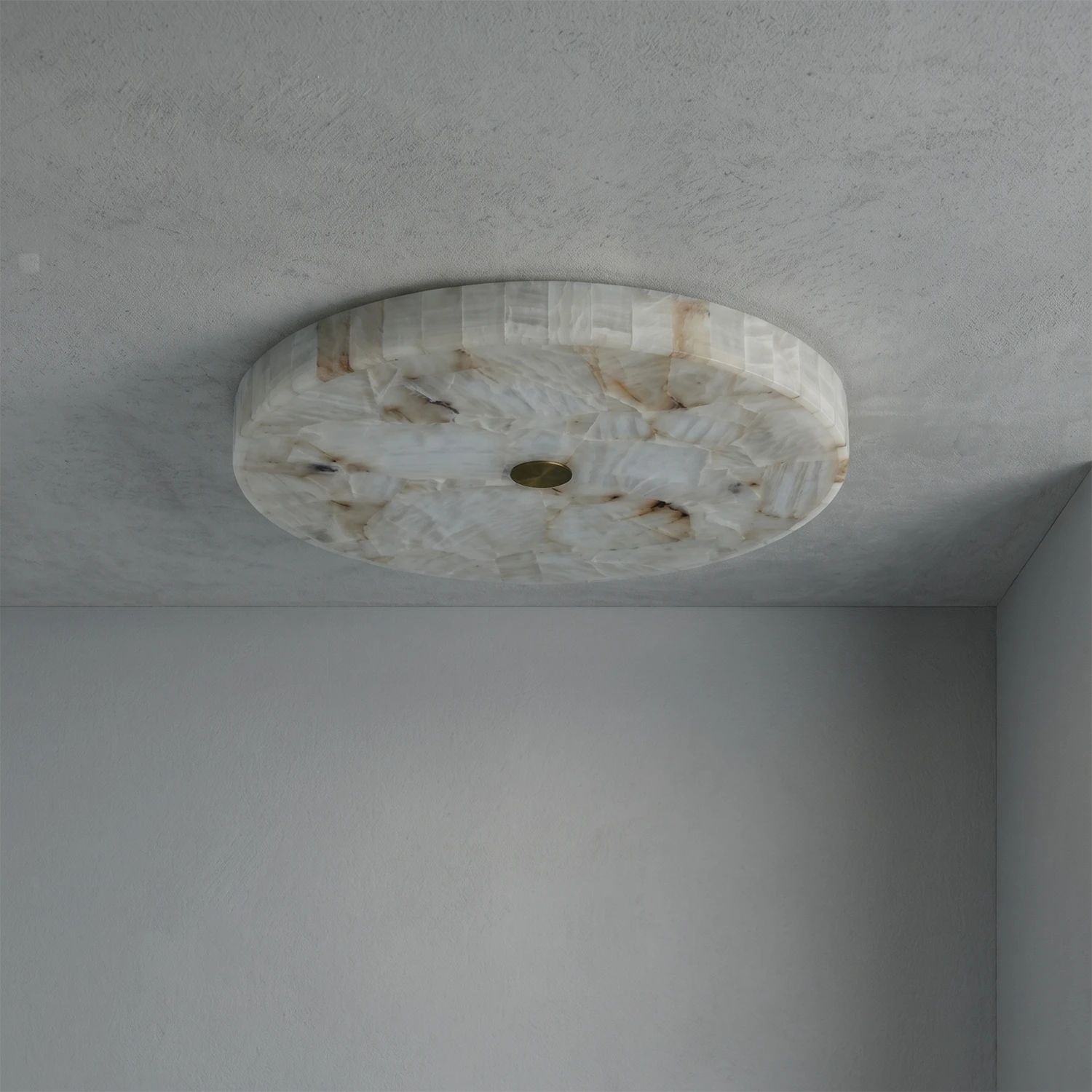 Alabaster Disk Ceiling Light - Front Center View (Off)