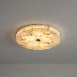 Alabaster Disk Ceiling Light - Front Center View (On)
