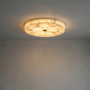 Alabaster Disk Ceiling Light - Wall Wash Effect (On)