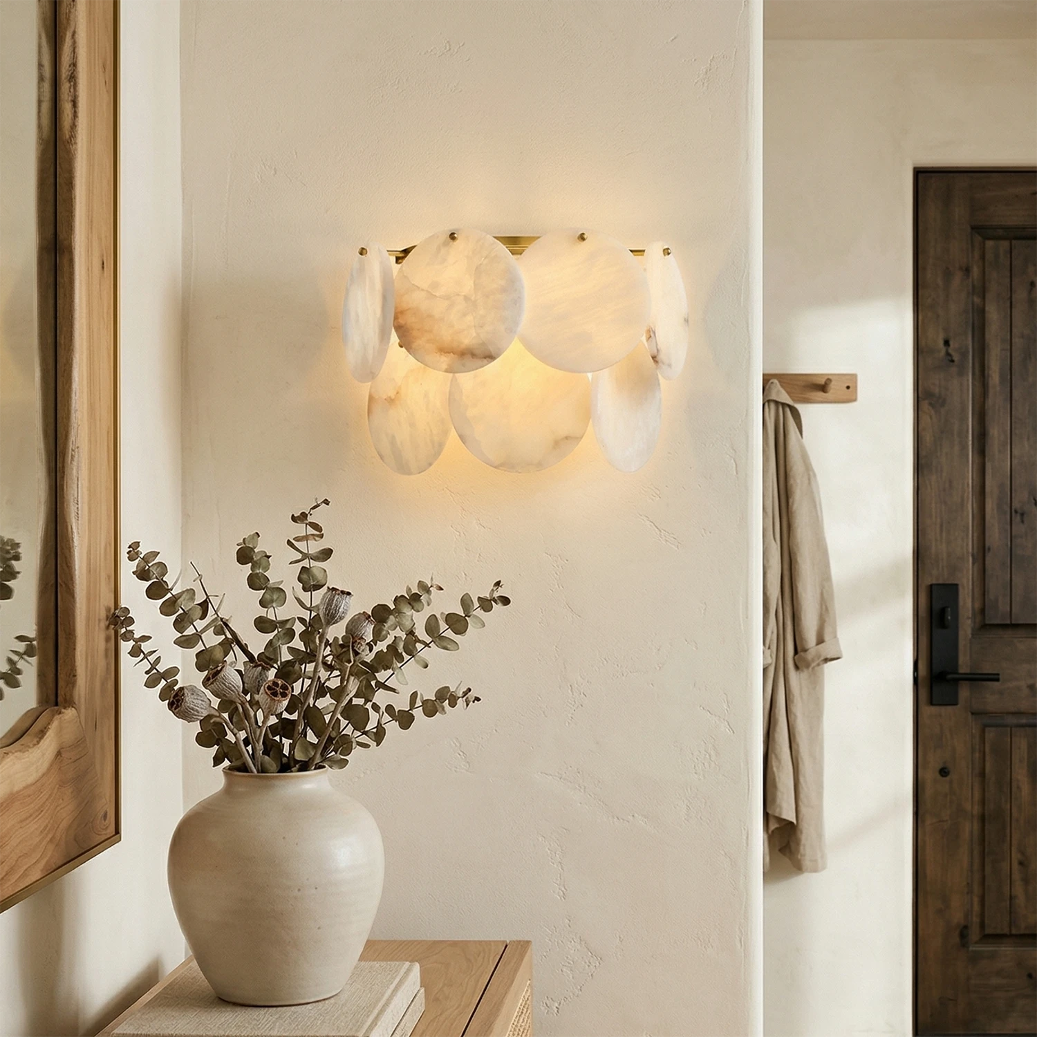 Alabaster Double Layer Round Wall Lamp - Entryway Accent| HoaiLamp | HoaiLamp