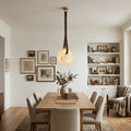 Alabaster Loop Leather Pendant - Warm Dining Ambiance | HoaiLamp