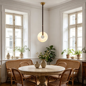 Alabaster Loop Leather Pendant - Sunlit Breakfast Nook | HoaiLamp