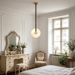 Alabaster Loop Leather Pendant - Classic Vanity & Bedroom | HoaiLamp