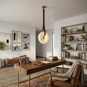 Alabaster Loop Leather Pendant - Vintage Creative Studio | HoaiLamp