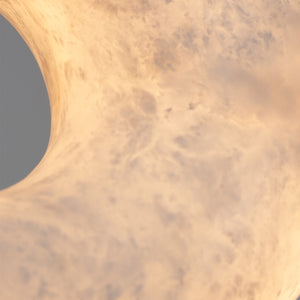 Alabaster Loop Leather Pendant - Macro Alabaster Veining | HoaiLamp