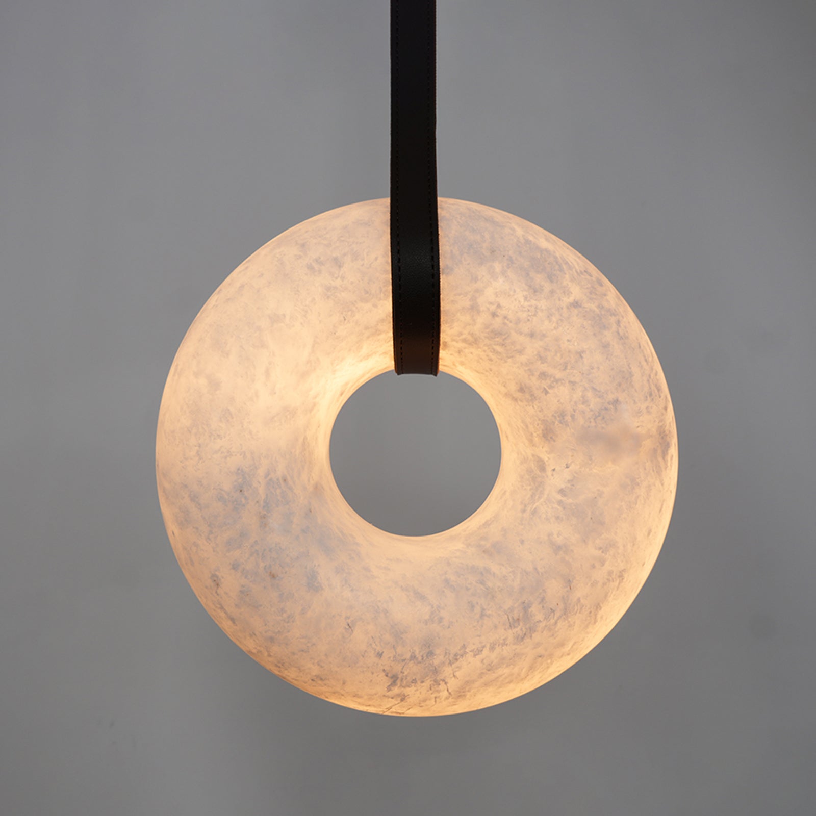 Alabaster Loop Leather Pendant - Symmetrical Donut Radiance | HoaiLamp