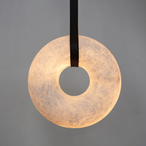 Alabaster Loop Leather Pendant - Symmetrical Donut Radiance | HoaiLamp