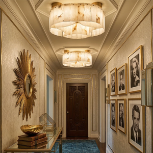 Alabaster Modern Brass Ceiling Lamp - Gallery Wall Corridor Symmetric Accent Light | HoaiLamp