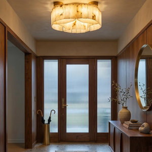 Alabaster Modern Brass Ceiling Lamp - Grand Foyer Entrance Warm Welcome Light | HoaiLamp