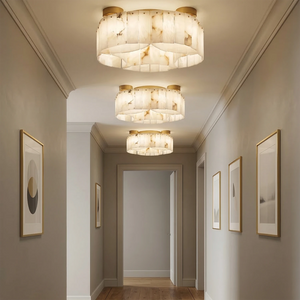 Alabaster Modern Brass Ceiling Lamp - Linear Hallway Corridor Ceiling Illumination | HoaiLamp