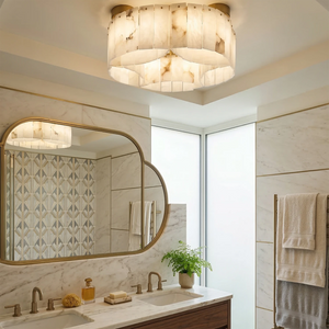 Alabaster Modern Brass Ceiling Lamp - Luxury Marble Bathroom Vanity Ceiling Fixture | HoaiLamp