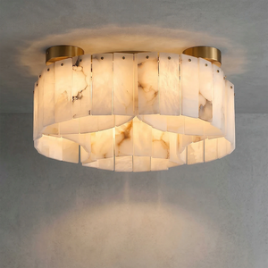 Alabaster Modern Brass Ceiling Lamp - Minimalist Concrete Ceiling Ambient Glow | HoaiLamp