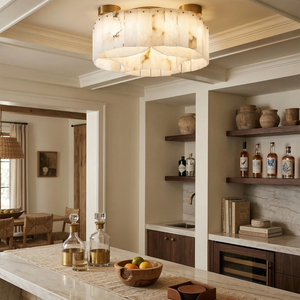 Alabaster Modern Brass Ceiling Lamp - Open-Concept Dining Room Main Fixture | HoaiLamp