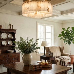 Alabaster Modern Brass Ceiling Lamp - Vintage American Style Aesthetic Lighting | HoaiLamp