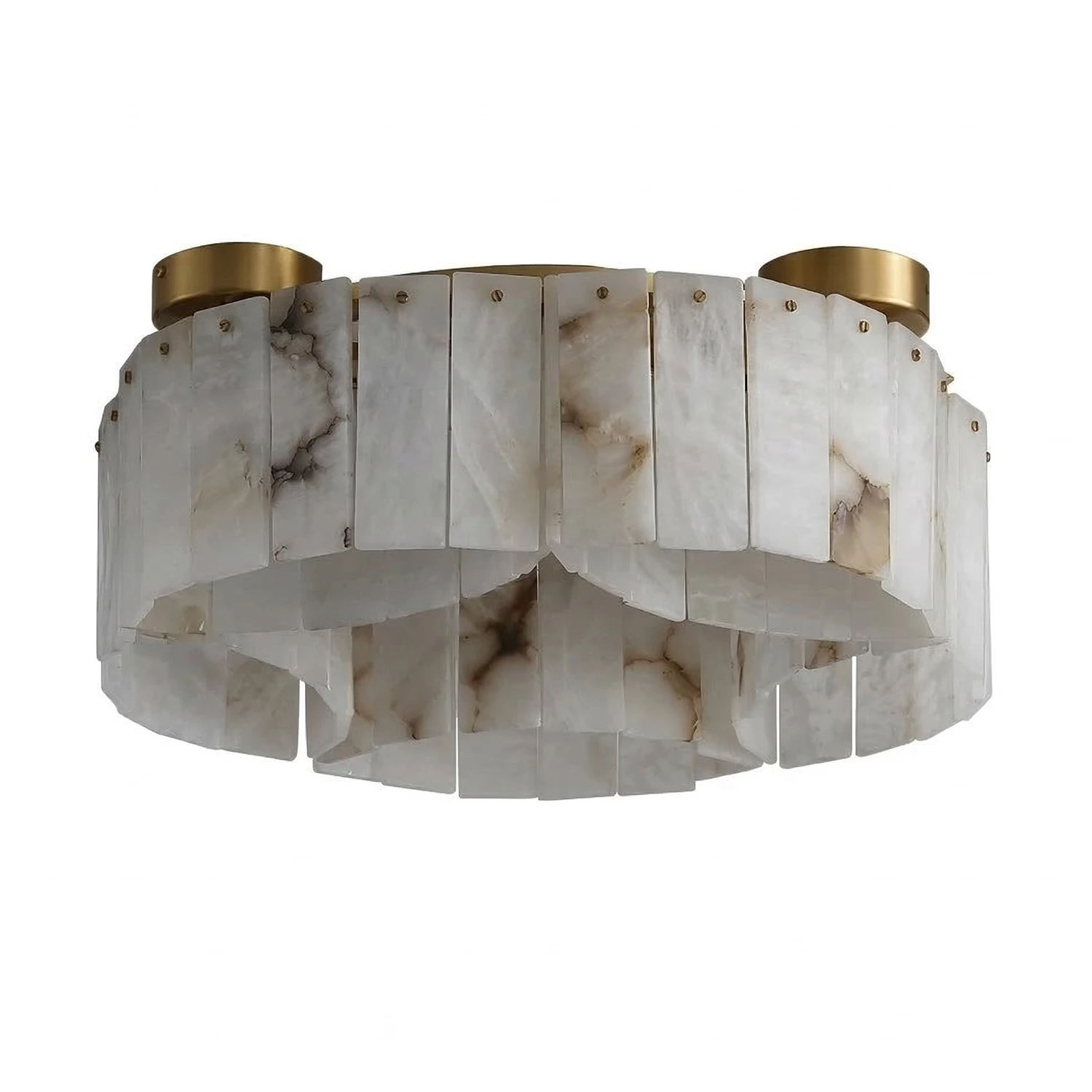Alabaster Modern Brass Ceiling Lamp - White Background Isolated Light-Off Product | HoaiLamp