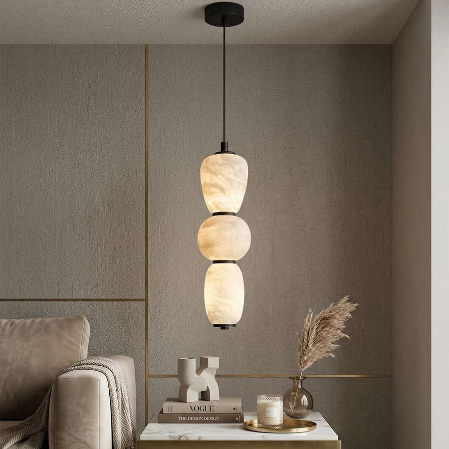 Alabaster Pendulous Pearl Pendant - Zen Living Corner | HoaiLamp
