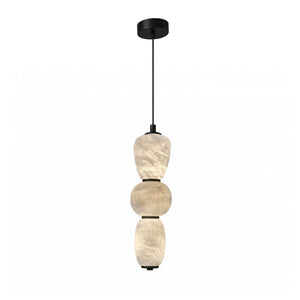 Alabaster Pendulous Pearl Pendant Light - Warm Yellow Alabaster 3 Globe Illuminated Glow | HoaiLamp