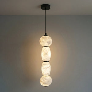 Alabaster Pendulous Pearl Pendant Light - White Marble 4 Globe Illuminated Glow | HoaiLamp