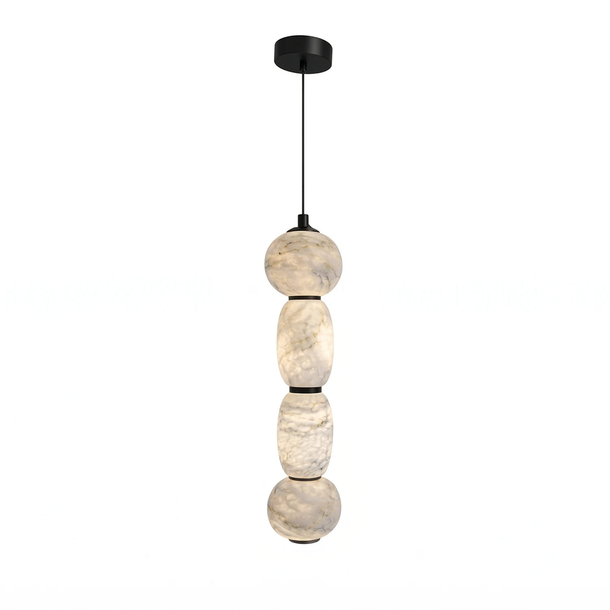 Alabaster Pendulous Pearl Pendant Light - White Marble 4 Globe Illuminated Glow | HoaiLamp