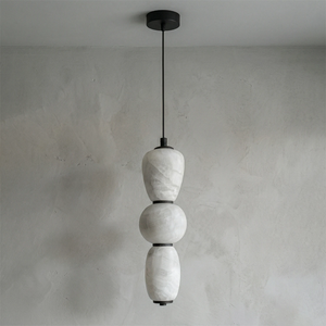 Alabaster Pendulous Pearl Pendant - Minimalist Stucco Silhouette | HoaiLamp