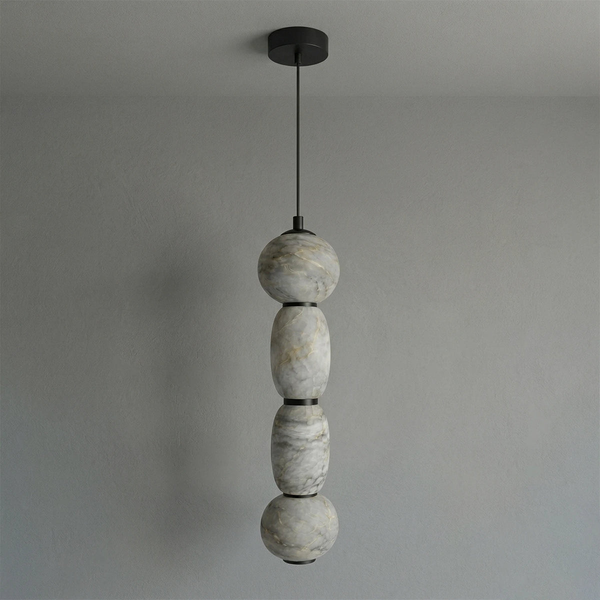 Alabaster Pendulous Pearl Pendant Light - Grey Alabaster 4 Globe | HoaiLamp