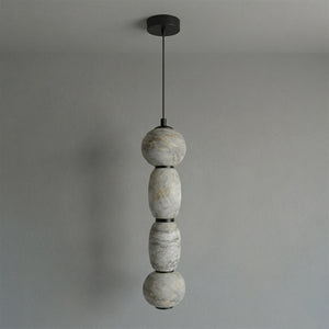 Alabaster Pendulous Pearl Pendant Light - Grey Alabaster 4 Globe | HoaiLamp