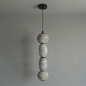 Alabaster Pendulous Pearl Pendant - Vertical Linear Sophistication | HoaiLamp