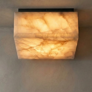 Alabaster Riviera Square Ceiling Lamp - Bold Contrast Black Base Glow | HoaiLamp