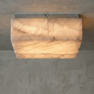 Alabaster Riviera Square Ceiling Lamp - High-End Translucent Marble Effect | HoaiLamp