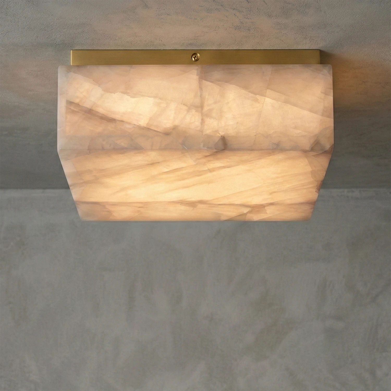 Alabaster Riviera Square Ceiling Lamp - Radiant Warm Stone Illumination | HoaiLamp