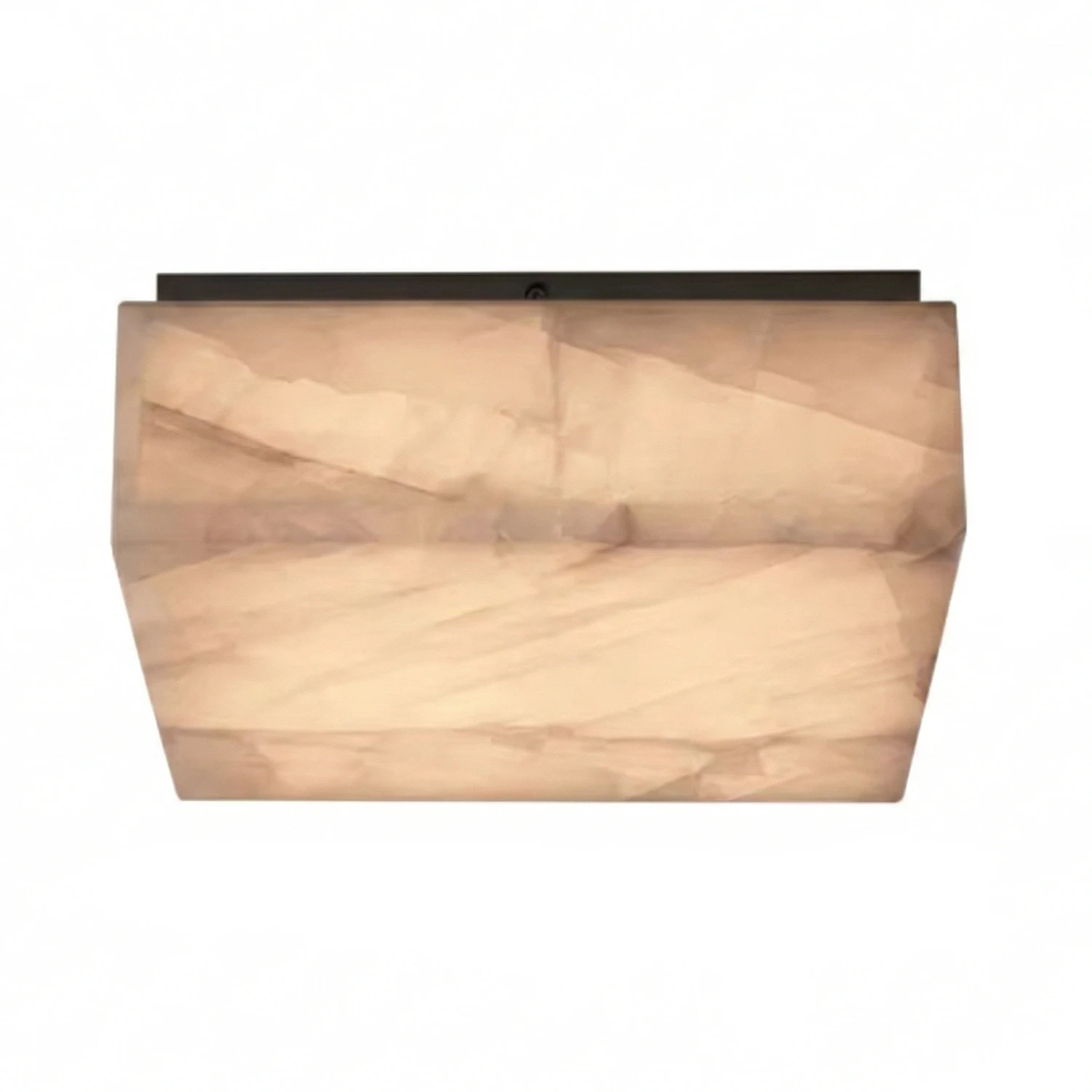 Alabaster Riviera Square Ceiling Lamp - Industrial Matte Black Frame | HoaiLamp