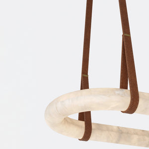 Alabaster Round Leather Chandelier - Leather Strap Joinery | HoaiLamp