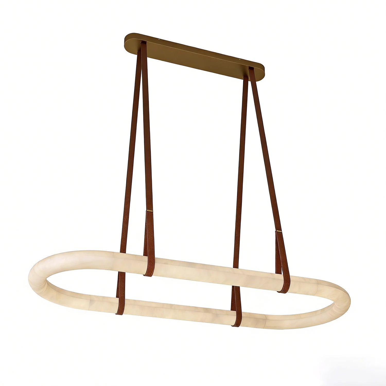 Alabaster Round Leather Chandelier - Grand Horizon Profile | HoaiLamp