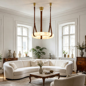 Alabaster Round Pendant - Airy Parisian Living Room | HoaiLamp