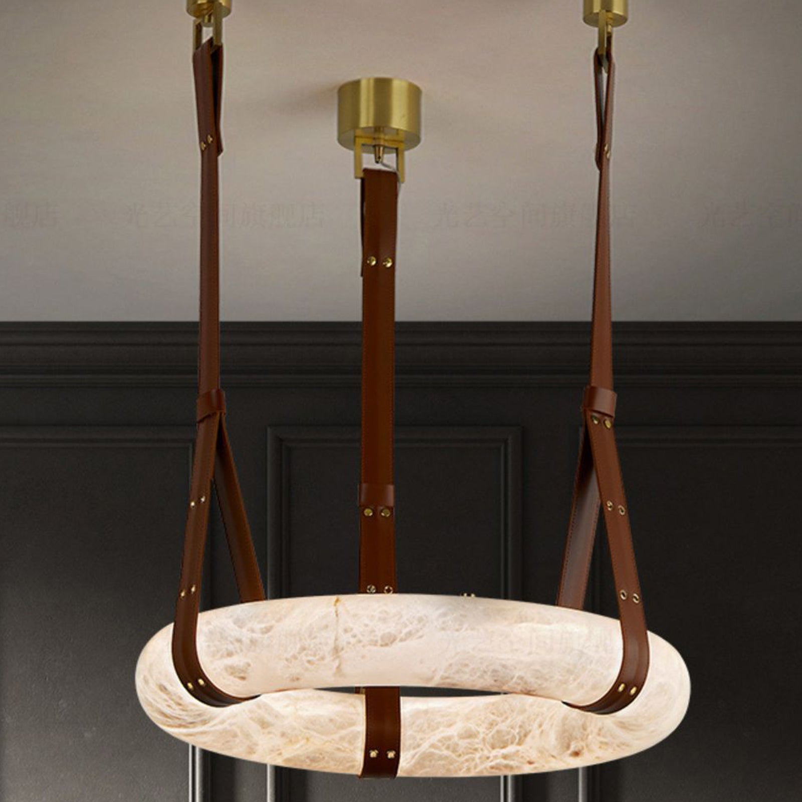 Alabaster Round Pendant - Dramatic Shadow & Light Contrast | HoaiLamp