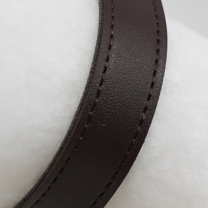 Alabaster Round Pendant - Saddle Leather Stitching Detail | HoaiLamp