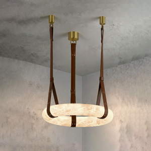 Alabaster Round Pendant - Minimalist Industrial Silhouette | HoaiLamp