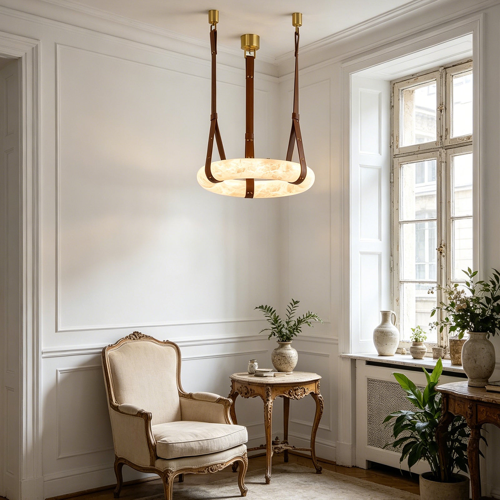 Alabaster Round Pendant - Intimate Reading Lounge | HoaiLamp