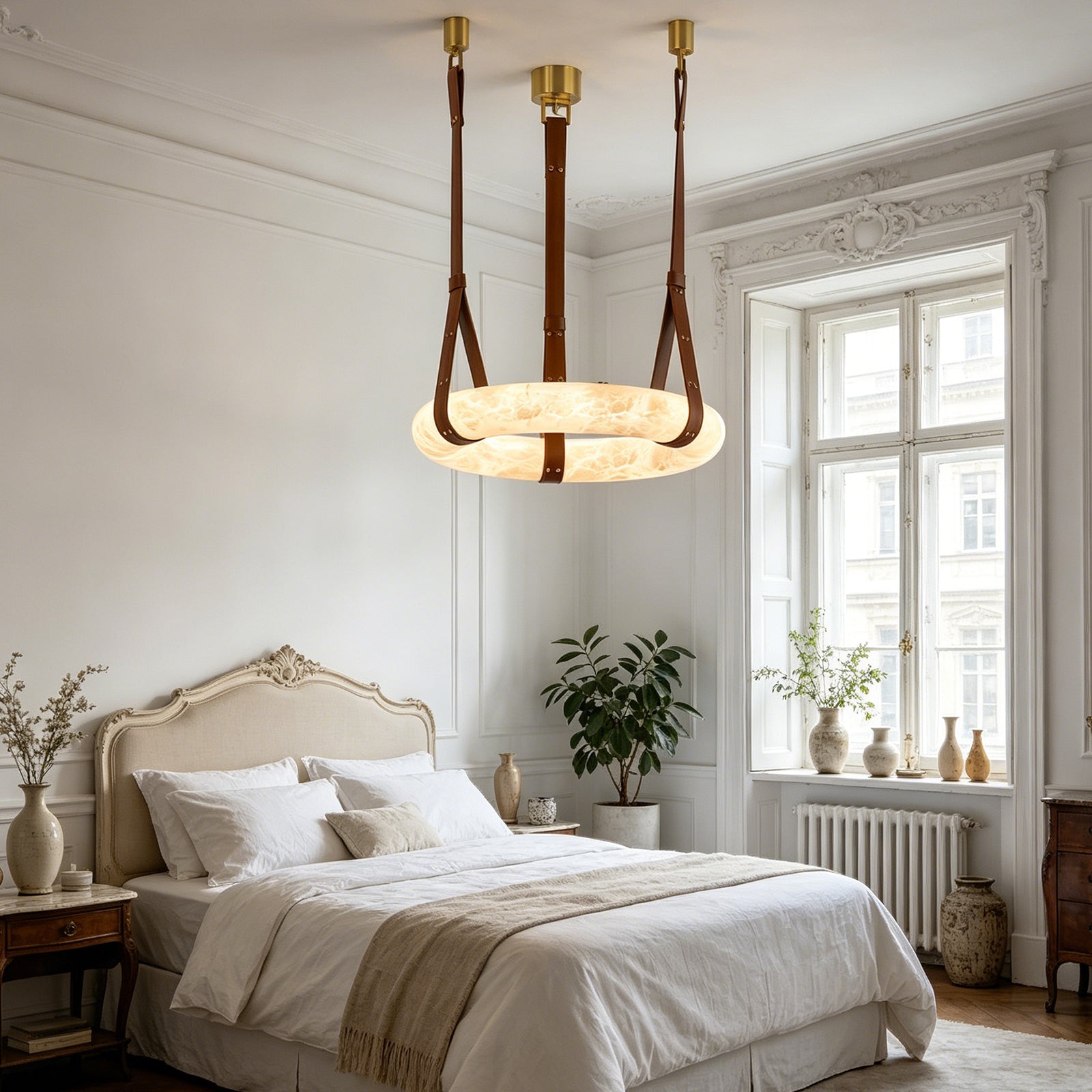 Alabaster Round Pendant - Serene Master Bedroom Glow | HoaiLamp