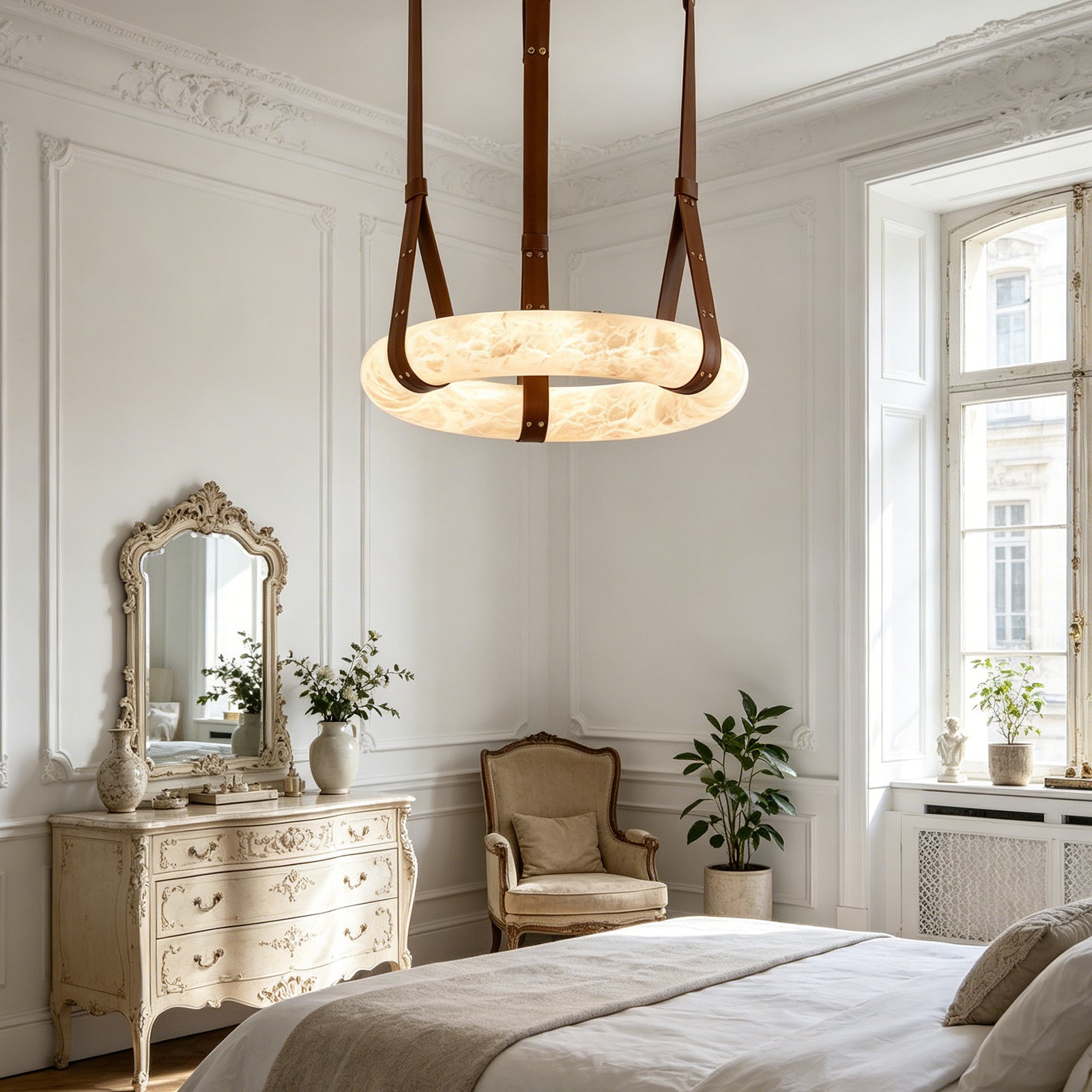 Alabaster Round Pendant - Sophisticated Vanity Corner | HoaiLamp