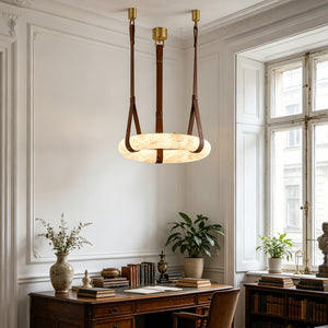 Alabaster Round Pendant - Classical Home Office Ambience | HoaiLamp