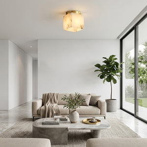 Alabaster Square Ceiling Light - Bright Living Room Fiddle Leaf Fig Organic Lounge | HoaiLamp